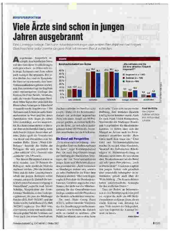 Vorschauseite 1: Viele Arzte sind schon in jungen Jahren ausgebrannt