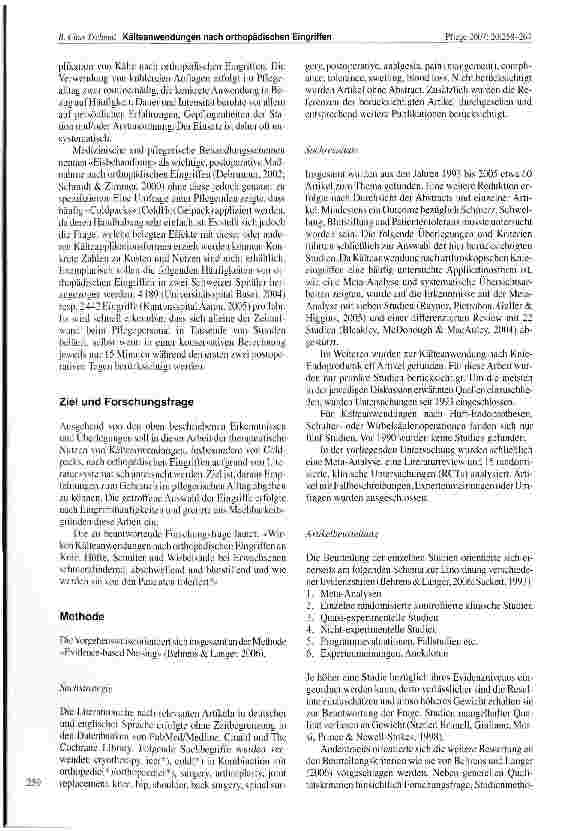 Vorschauseite 2: Evidenz-basierte Pflege am Beispiel von Kälteanwendungen nach ausgewählten orthopädischen Eingriffen eine Literaturstudie