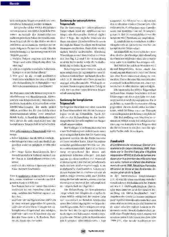Vorschauseite 4: Übersicht über aktuelle Eradikationsstrategien bei Methicillin resistenten Staphylococcus aureus (MRSA) aus verschiedenen Ländern