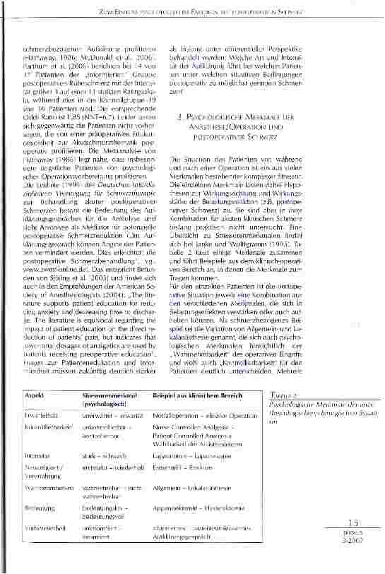 Vorschauseite 5: Zum Einfluss psychologischer Faktoren auf postoperativen Schmerz.