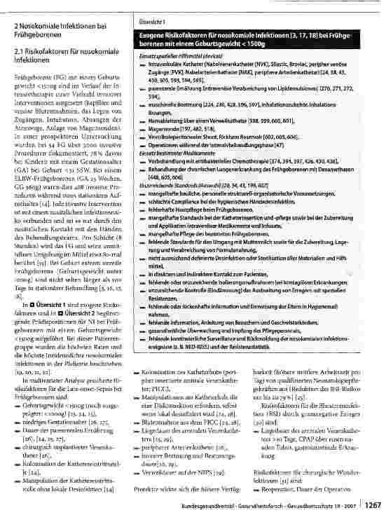 Vorschauseite 3: Empfehlung zur Prävention nosokomialer Infektionen bei neonatologischen Intensivpflegepatienten mit einem Geburtsgewicht unter 1500 g