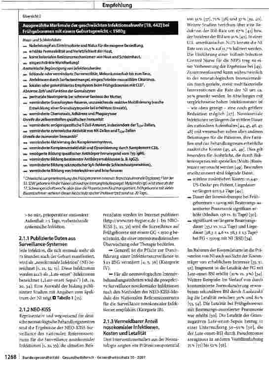 Vorschauseite 4: Empfehlung zur Prävention nosokomialer Infektionen bei neonatologischen Intensivpflegepatienten mit einem Geburtsgewicht unter 1500 g