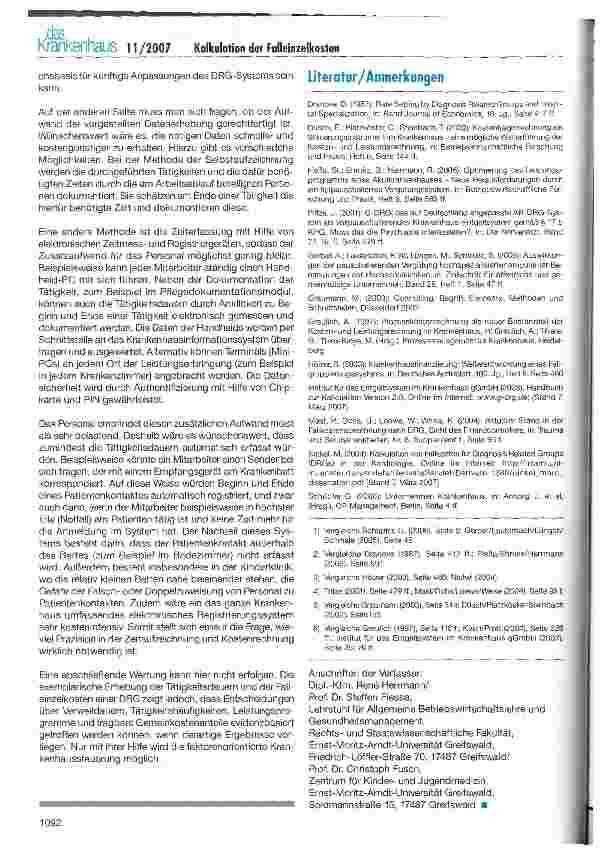 Vorschauseite 5: Kalkulation der Falleinzelkosten im Krankenhaus