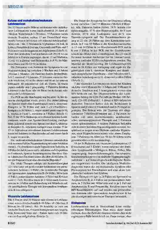 Vorschauseite 4: Nach Deutschland importierte Leishmaniosen