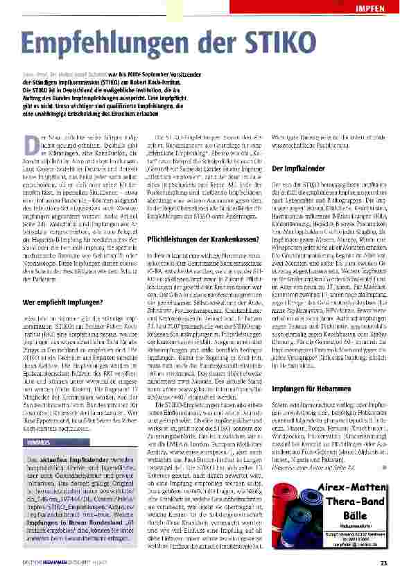 Vorschauseite 1: Empfehlungen der STIKO