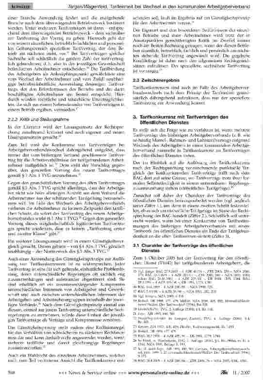 Vorschauseite 3: Tarifeinheit bei Wechsel in den kommunalen Arbeitgeberverband