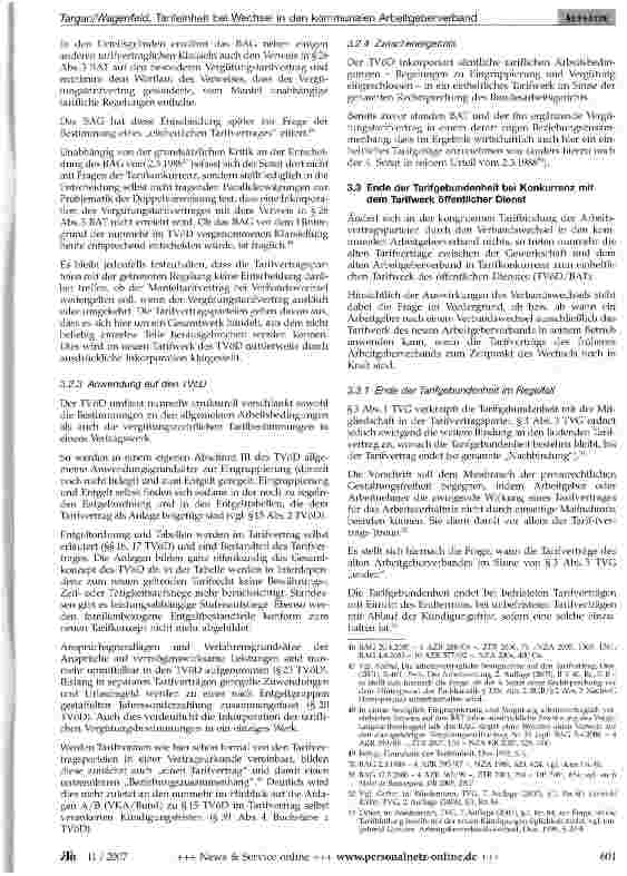 Vorschauseite 6: Tarifeinheit bei Wechsel in den kommunalen Arbeitgeberverband