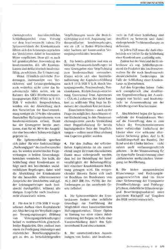 Vorschauseite 3: Gemeinsame Positionen der GKV zur Insolvenzfähigkeit von Krankenkassen