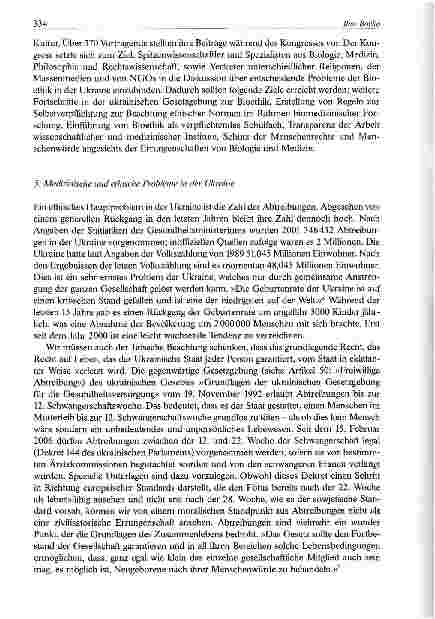 Vorschauseite 4: Länderberichte-Zum gegenwärtigen Stand der Bioethik in der Ukraine