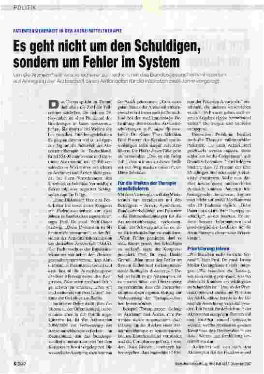 Vorschauseite 1: Es geht nicht um den Schuldigen, sondern um Fehler im System