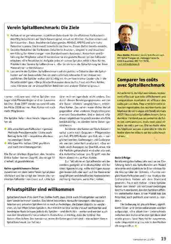 Vorschauseite 2: Kosten vergleichen:Der Verein SpitalBenchmark weiss wie