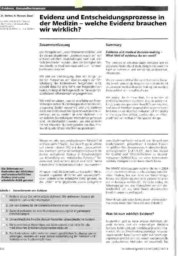 Vorschauseite 1: Evidenz und Entscheidungsprozesse in der Medizin - welche Evidenz brauchen wir wirklich?