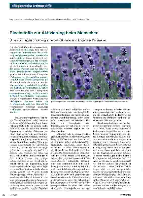 Vorschauseite 1: Riechstoffe zur Aktivierung beim Menschen