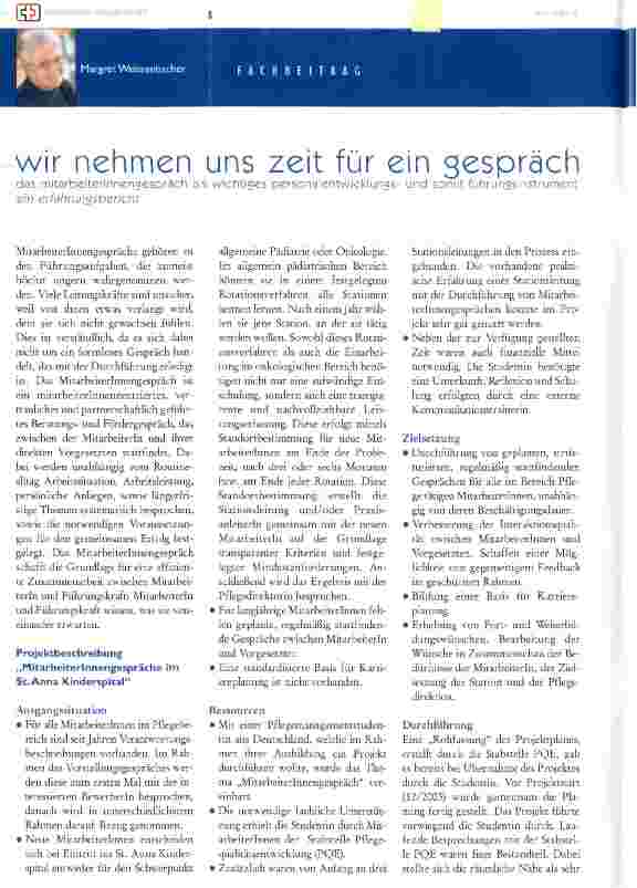 Vorschauseite 1: Wir nehmen uns Zeit für ein Gespräch