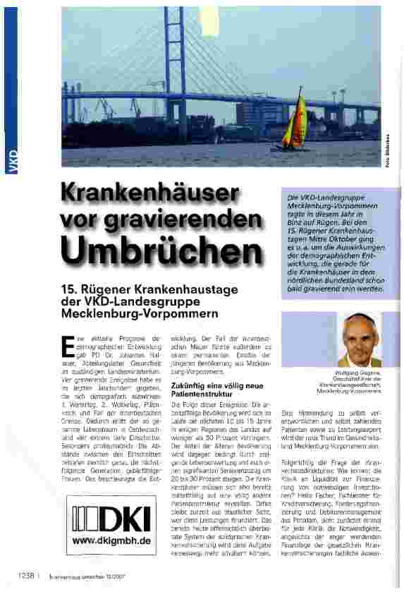 Vorschauseite 1: Krankenhäuser vor gravierenden Umbrüchen