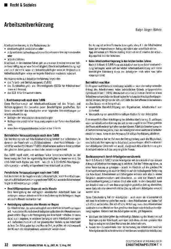 Vorschauseite 1: Arbeitszeitverkürzung