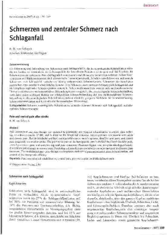 Vorschauseite 1: Schmerzen und zentraler Schmerz nach Schlaganfall