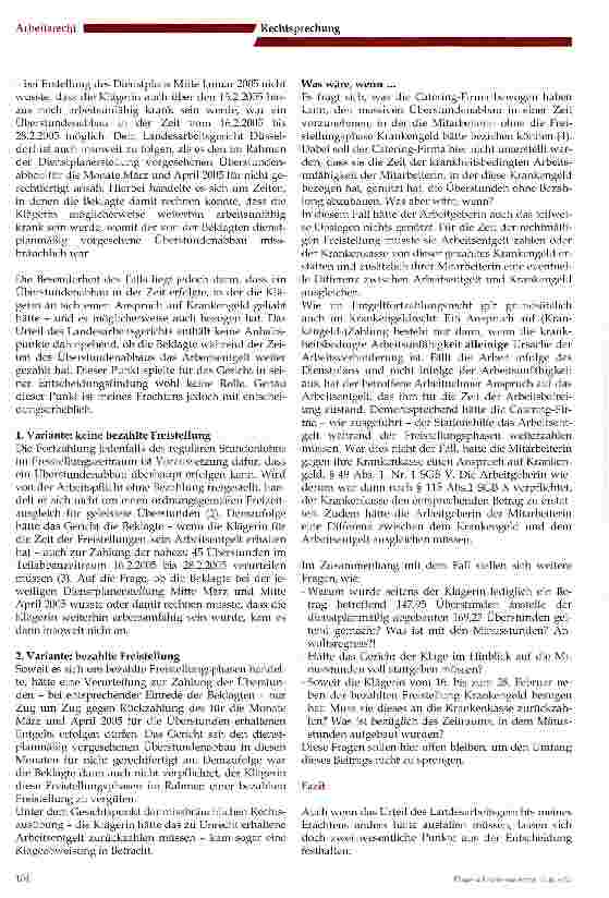 Vorschauseite 3: Überstundenabbau während krankheitsbedingter Arbeitsunfähigkeit?