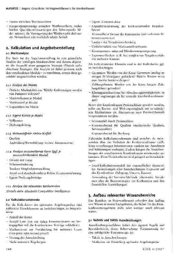 Vorschauseite 3: Checkliste: Vertragswettbewerb für Krankenhäuser