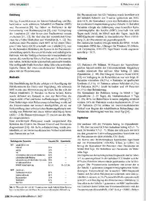 Vorschauseite 2: Pneumonierisiko nach schwerem Schädel-Hirn-Trauma