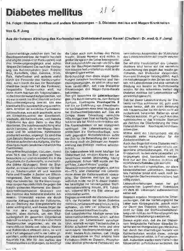 Vorschauseite 1: Diabetes mellitus 24. Folge : Diabethes mellitus u. andere Erkrankungen- 3. Diabetes mellitus und Magen-Krankheiten