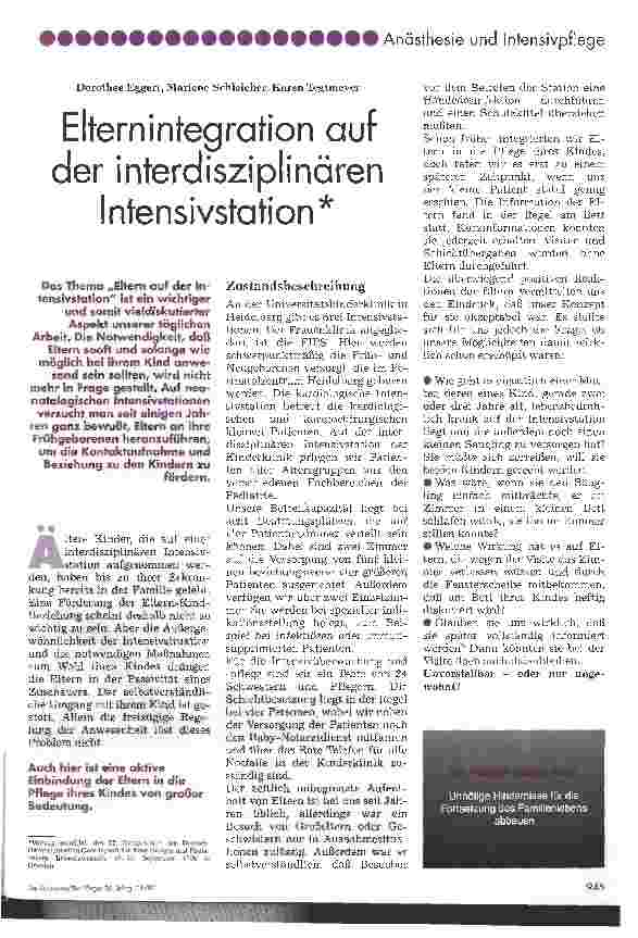 Vorschauseite 1: Elternintegration auf der interdisziplinären Intensivstation
