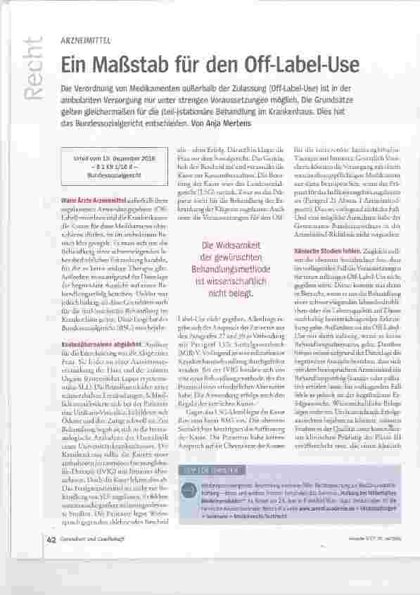 Vorschauseite 1: Ein Maßstab für den Off-Label-Use