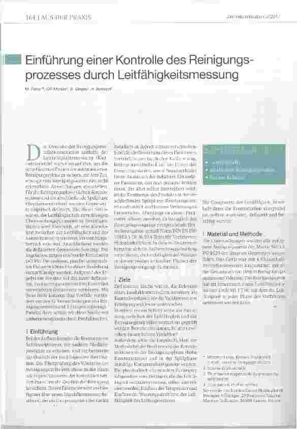 Vorschauseite 1: Einführung einer Kontrolle des Reinigungsprozesses durch Leitfähigkeitsmessung