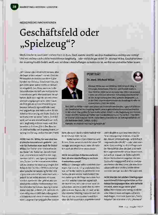 Vorschauseite 1: Geschäftsfeld oder „Spielzeug“?