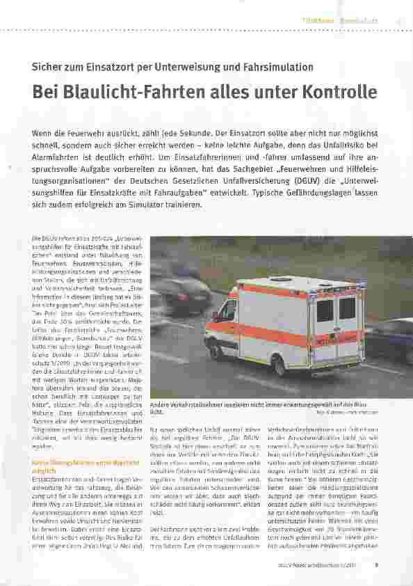 Vorschauseite 1: Bei Blaulicht-Fahrten alles unter Kontrolle