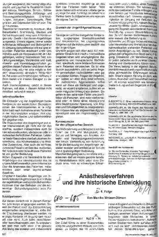 Vorschauseite 1: Das Anästhesieverfahren und ihre historische Entwicklung 6. Folge