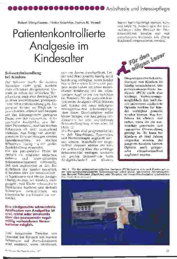 Vorschauseite 1: Patientenkontrollierte Analgesie im Kindesalter