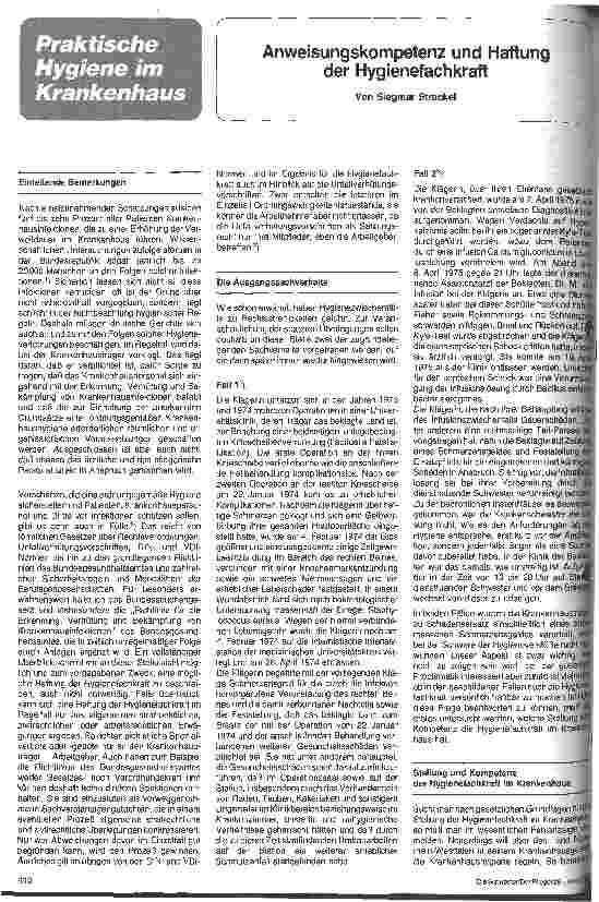 Vorschauseite 1: Anweisungskompetenz und Haftung der Hygienefachkraft