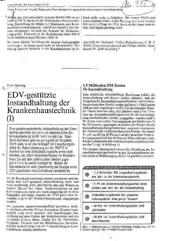 Vorschauseite 1: EDV-gestützte Instandhaltung der Krankenhaustechnik I