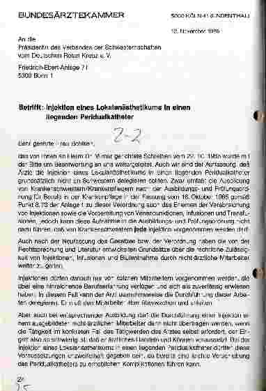 Vorschauseite 1: Infektion eines Lokalanästetikums in einen liegenden Peridualkatheter