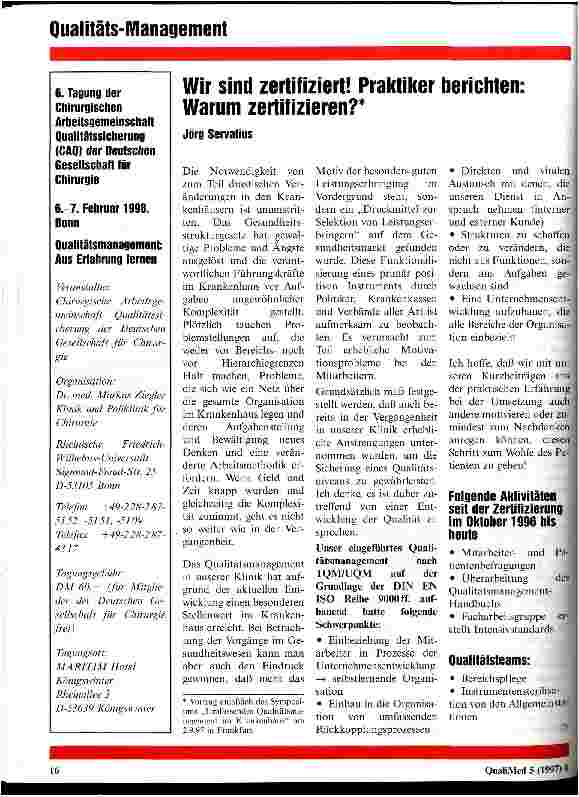 Vorschauseite 1: Wir sind zertifiziert! Praktiker berichten: Warum zertifizieren?