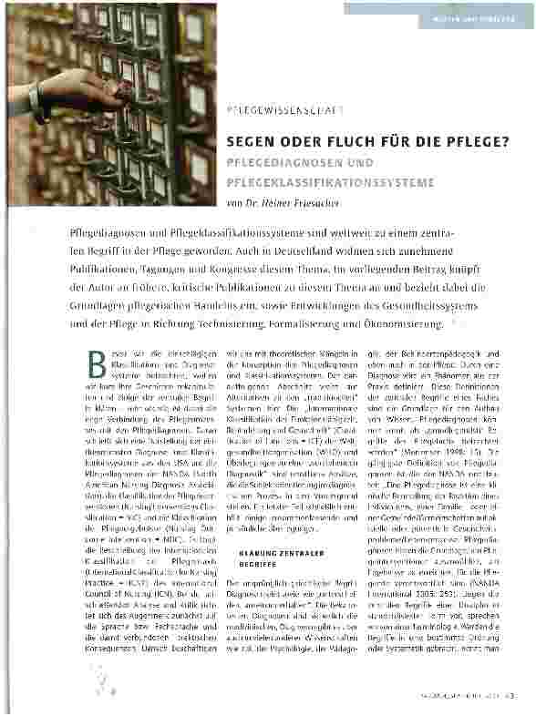 Vorschauseite 1: SEGEN ODER FLUCH FÜR DIE PFLEGE?