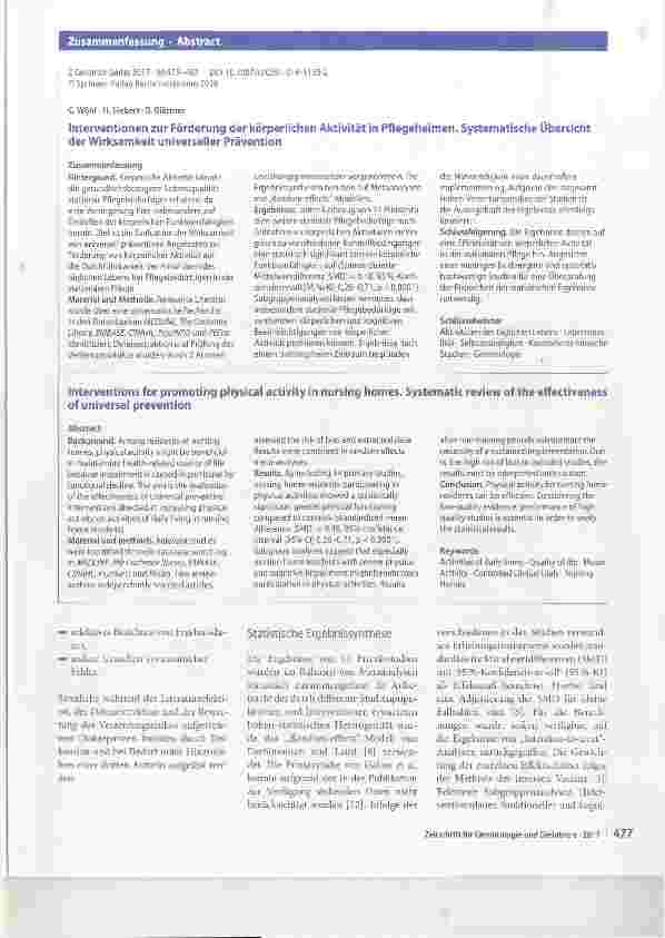 Vorschauseite 3: Interventionen zur Förderung derkörperlichen Aktivität in Pflegeheimen