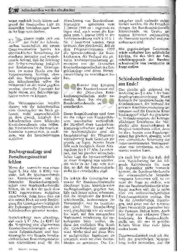 Vorschauseite 3: Schiedsstellen werden überfordert Die Krankenhausgesetzgebung 1997 aus der Sicht der Schiedsstellen