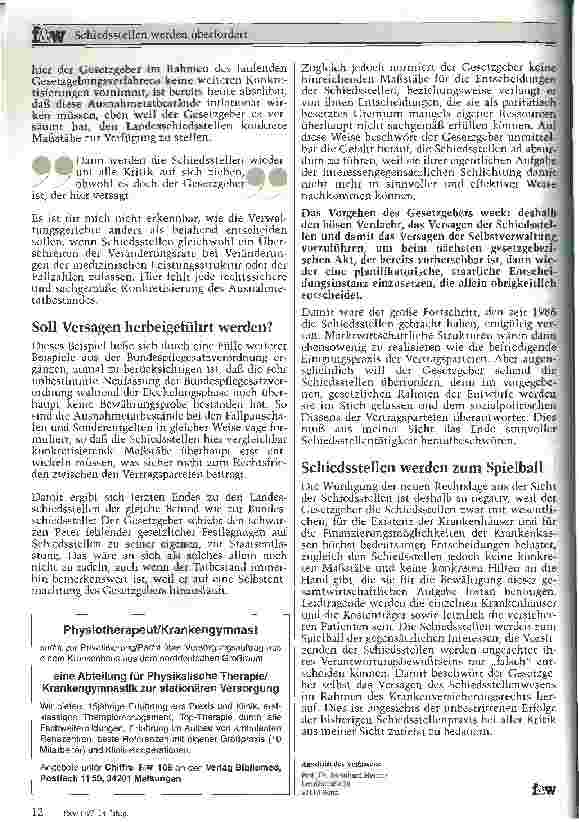 Vorschauseite 5: Schiedsstellen werden überfordert Die Krankenhausgesetzgebung 1997 aus der Sicht der Schiedsstellen