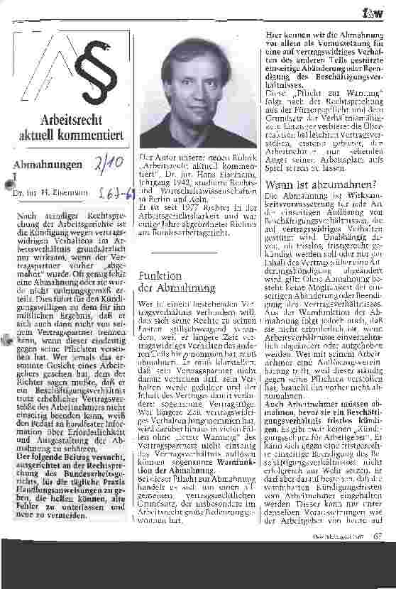 Vorschauseite 1: Abmahnungen Teil I