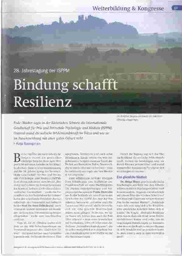 Vorschauseite 1: 28. Jahrestagung der ISPPM Bindung schafft Resilienz