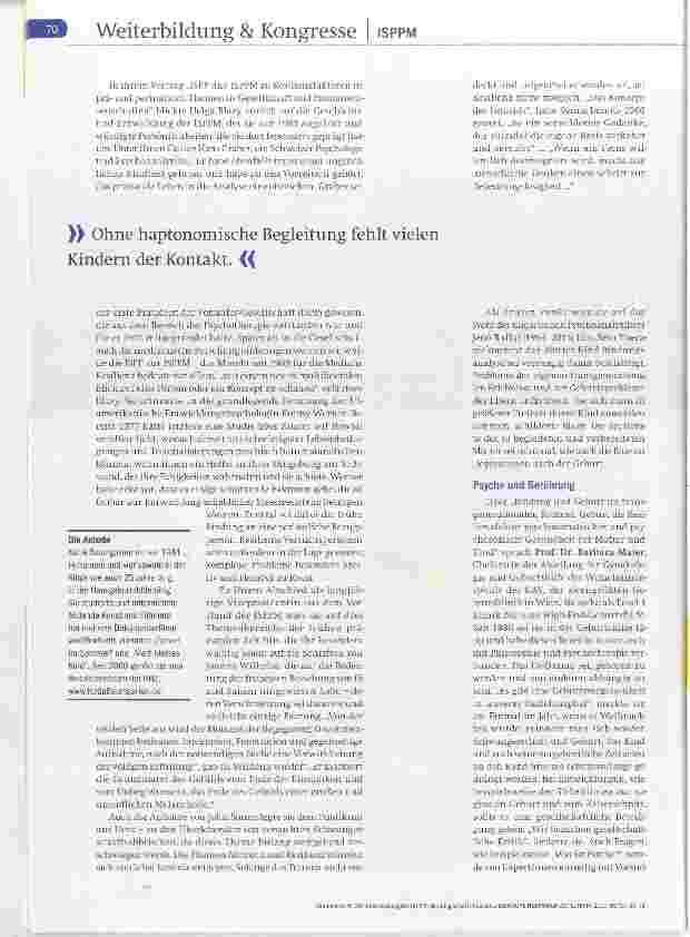 Vorschauseite 2: 28. Jahrestagung der ISPPM Bindung schafft Resilienz