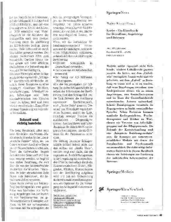 Vorschauseite 2: Schlaganfall - eine Herausforderung