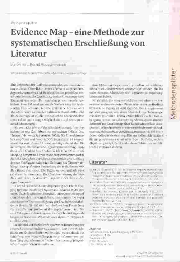 Vorschauseite 1: Evidence Map eine Methode zur systematischen Erschließung von Literatur