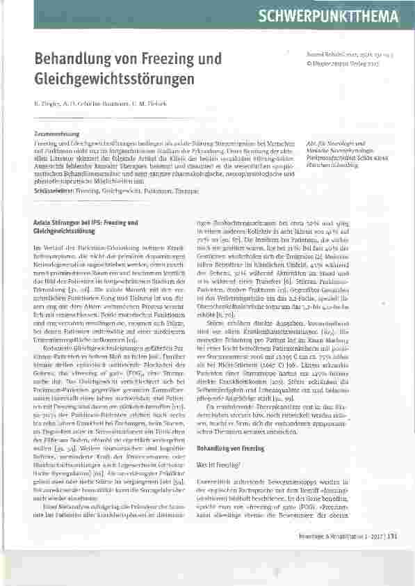 Vorschauseite 1: Behandlung von Freezing und Gleichgewichtsstörungen