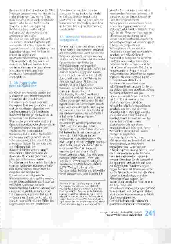 Vorschauseite 3: Händehygiene in Einrichtungen des Gesundheitswesens (Teil I) Empfehlung der Kommissionfür Krankenhaushygiene und Infektionsprävention (KRINKO) beim Robert Koch-Institut(RKI)