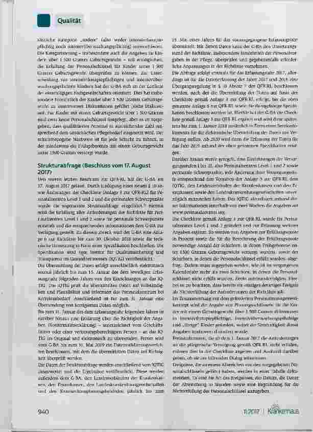 Vorschauseite 6: Qualitätssicherungs-Richtlinie Frühund Reifgeborene