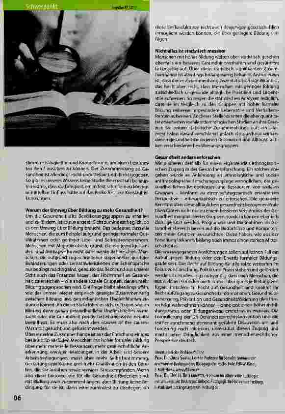 Vorschauseite 2: Ungebildet, aber gesund? Zur Tragweite des Zusammenhangs von Gesundheit und Bildung