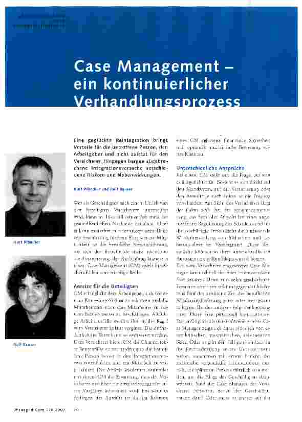Vorschauseite 1: Case Management -ein kontinuierlicher Verhandlungsprozess